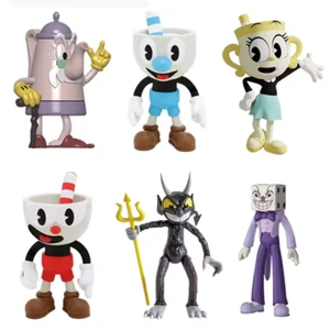 9-10Cm 6Pcs/Lot Cuphead Mugman the Chalice PVC Action Figure Model Toys Cute Car - Picture 1 of 6