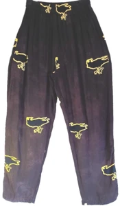 Elastic Waist Pants, Womens Medium, Brown with Raven Batik, Top Quality Rayon - Picture 1 of 3