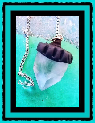 APOPHYLLITE DOWSING PENDULUM, APOPHYLLITE SPECIMEN DOWSING PENDULUM WITH CHAIN - Image 1 of 4