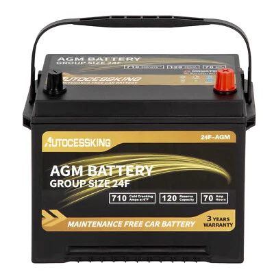 Group 24F Platinum AGM Battery 12V 70AH Rechargeable Automotive Car Batteries - Image 1 of 4