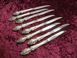 BAROQUE ROSE 8 Steak Knives w/ Serrated Blades 1881 Rogers Oneida Ltd FINE - Picture 1 of 6