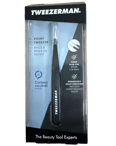 New Tweezerman Stainless Point tweezers FULL SIZE Black - Picture 1 of 2