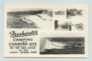 POSTCARD Freshwater Camping and caravan site Burton bradstock, RPPC multiview - Picture 1 of 2