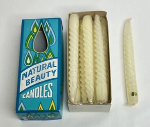 Vintage Cream Taper Spiral Twisted Candles  7.5 Inch Lot of 12 Made in Hong Kong - Picture 1 of 13