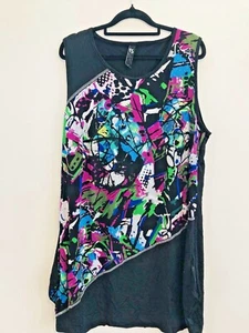 Taking Shape Sz S Black & Bright Pink Blue Tones Panels Sleeveless Tank Top - Picture 1 of 5