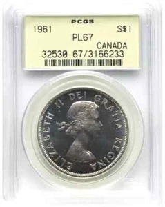 1961 CANADA SILVER $1 DOLLAR PCGS PL67 - Picture 1 of 4