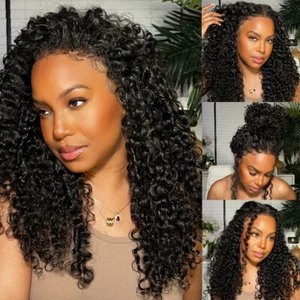 UNice Curly Bye Bye Knots Precut Lace Front Wigs Human Hair Glueless Wear and Go - Picture 1 of 7