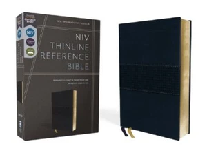 NIV, Thinline Reference Bible, Leathersoft, Navy, Red Letter, Comfort Pr .. NEW - Imagen 1 de 1
