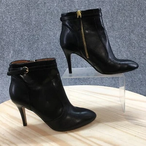 Nine West Boots Womens 6.5 M Mainstay Ankle Booties Stiletto Black Leather Zip - Picture 1 of 18
