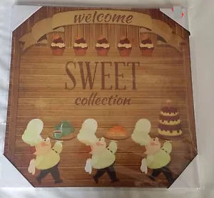 1 MARCO DE PARED DE PLÁSTICO, 3 CHEFS GRASOS CON DESIERTO, CUPCAKES, 10,5"" x 10,5"" - Imagen 1 de 5