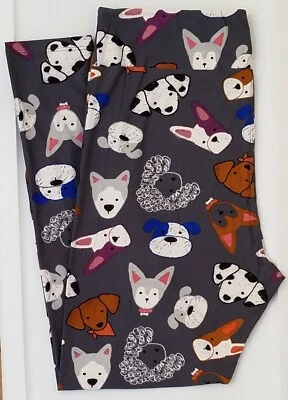 TC LuLaRoe Leggings Altos y Curvilíneos Caniche Bulldog Husky Dachshund Perros en Gris R43 Foto 1 de 4