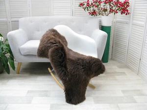 SHEEPSKIN RUG BRITISH HERDWICK REAL SOFT DENSE FUR SKIN NATURAL CHAIR COVER J325 - Picture 1 of 15