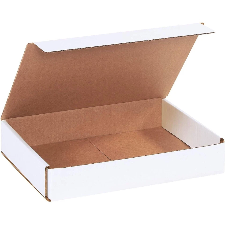 50 11" x 8" x 2" White Corrugated Mailers Die Cut Tuck Flap Boxes Free Shipping - Image 1 of 1