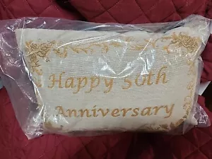 Rechteckiger Gobelin bestickt 50 Jahre Jubiläum Kissen - Bild 1 von 3