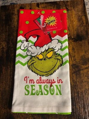 New Bioworld Dr  Seuss The Grinch Christmas "I'm Always in Season" Towel - Image 1 of 2