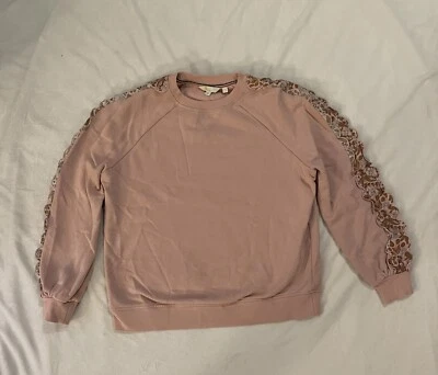 Sudadera para mujer Boden diseño floral rosa mangas con volantes - talla 10 Foto 1 de 4