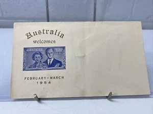 CUBIERTA SOBRE VINTAGE AUSTRALIA BIENVENIDA VISITA REAL 1954 REINA ISABEL CORREO - Imagen 1 de 4