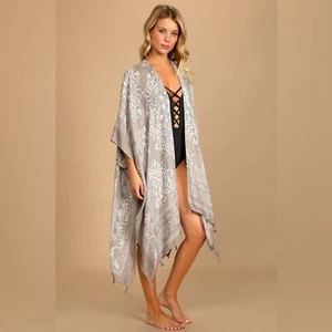 Lulus Sun Daze Grey Print Cover-Up One Size - Bild 1 von 10
