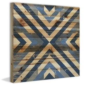 Marmont Hill Converging Blues Painting Print on Natural Pine Wood - Picture 1 of 7
