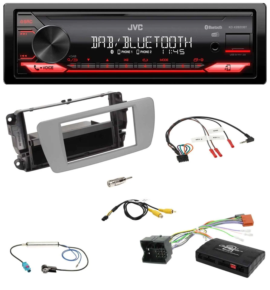JVC Bluetooth USB DAB Lenkrad Autoradio für Seat Ibiza 2008-2015 dublingrau - Bild 1 von 4