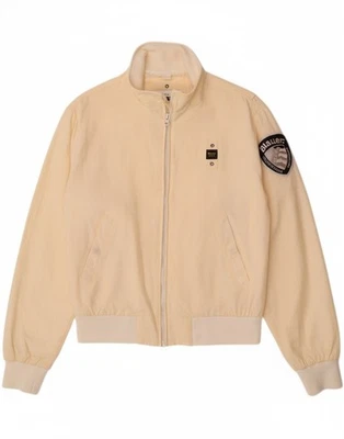 BLAUER Mens Bomber Jacket UK 38 Medium Off White Polyester DV31 - Image 1 of 4