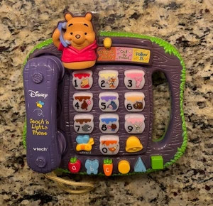 Disney Winnie The Pooh & Friends Teach N Lights Phone VTech Learning Toy Tested - Picture 1 of 3
