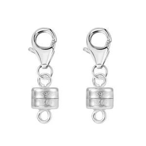 Magnetic Necklace Clasps and Closures, 2 Pcs 925 Sterling Silver Magnetic Cla... - Picture 1 of 6