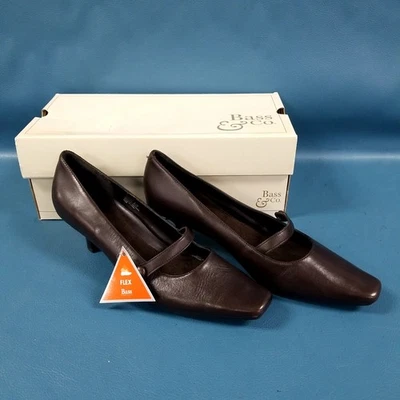 NIOB GH Bass & Co Brown Leather Flex Kitten Heels - Image 1 of 4