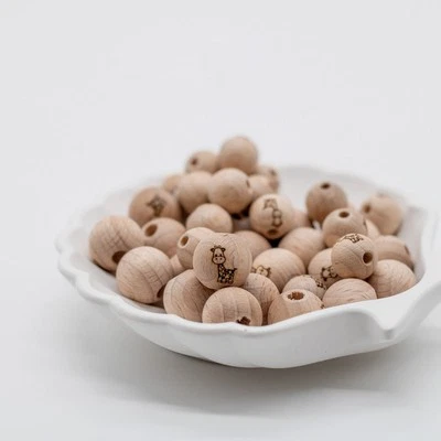 Perla in legno incisione fatta a mano "Giraffa" 12mm/15mm - Immagine 1 di 2