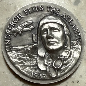 Lindbergh Flies The Atlantic 1927 Longines Symphonette Vintage Coins .925 1 oz - Picture 1 of 4