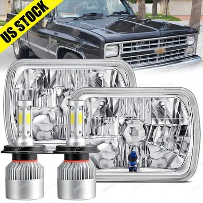 Пара прямоугольных светодиодных фар 5x7 дюймов 7x6 дюймов H4 подходят для Chevy G10 G20 G30 Van 1978-1995 - Изображение 1 из 4