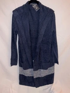 Barefoot Dreams Coastal Strickjacke mit Kapuze kuschelig schick leicht blau/grau gestreift XS/S - Bild 1 von 8