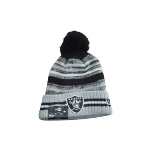 New Era Las Vegas Raiders NFL Sideline Team Cuffed Knit Pom Skull Cap Gray OSFM - Picture 1 of 5