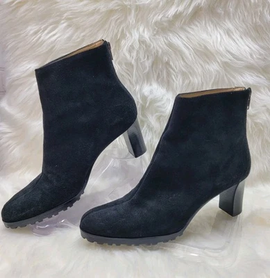 Anne Klein Loft Mujer 6 M Negro Gamuza Cuero Botas Tacón Bloque Botines al Tobillo Foto 1 de 4