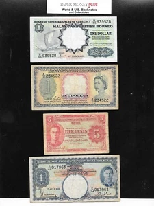 Lot- 1953 1959 MALAYA & BRITISH BORNEO 1 Dollar Malaya 1941 cents Queen King - Picture 1 of 2