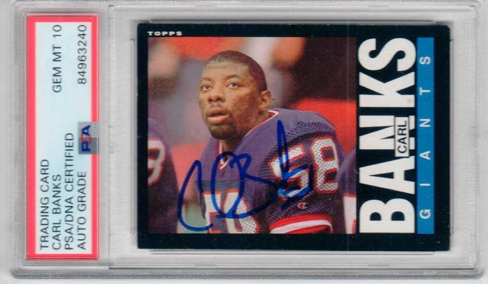Carl Banks Giants signed 1985 Topps #111 Rookie Card RC PSA/DNA auto Grade 10  - Image 1 of 1