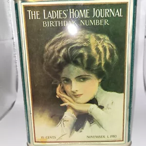 Ladies Home Journal ~ 9” square decorative tin ~ Birthday number 11/1/1910 ~ “Ne - Picture 1 of 9