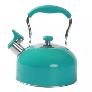 Stainless Steel Whistling Tea Kettle Turquoise - Picture 1 of 6