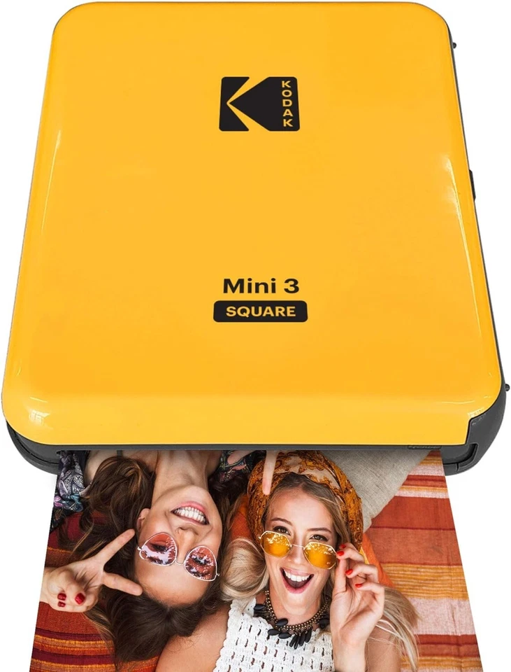 KODAK Mini3 Square Instagram Size Bluetooth Portable Photo Printer 3x3" - Yellow - Image 1 of 2