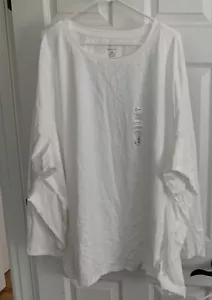 NWT SONOMA EVERYDAY TEE SHIRT LONG SLEEVE WOMAN PLUS SIZE 5X, CREW NECK, WHITE - Picture 1 of 5