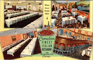 CHICAGO, ILLINOIS - COMO ITALIENISCHES RESTAURANT - MULTI-VIEW LEINEN POSTKARTE - Bild 1 von 2