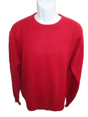 Allen Solly 100% Cashmere Red Cable Knit Crew neck Sweater Men's L - Image 1 of 4