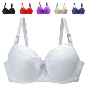 Plus Size Women Bras Cushion Cup Guide Bra Unpadded Brassiere Lace Sexy Lingerie - Picture 1 of 27