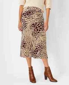 Ann Taylor Petite Mixed Animal Print Slip Skirt, Warm Rosewood, Viscose, MP, NWT - Picture 1 of 12