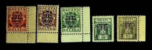 POLAND Sc B6-10 NH ISSUE OF 1919 - OVERPRINTS - Picture 1 of 1