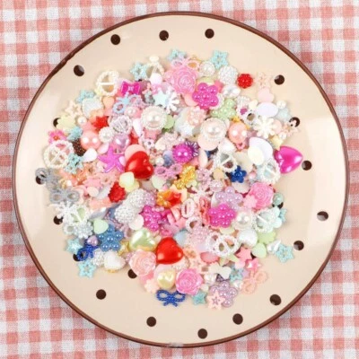 Lote surtido de 50 cabujones de resina espalda plana suministro de joyería mezcla a granel TR Foto 1 de 2