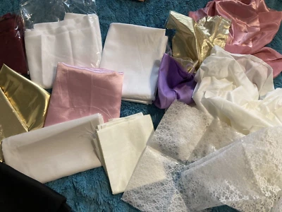 Satin Silk Fabric Remnant/Scrap/ for Crafts Sewing Costume-Grandmas Estate-LARGE - Image 1 of 4