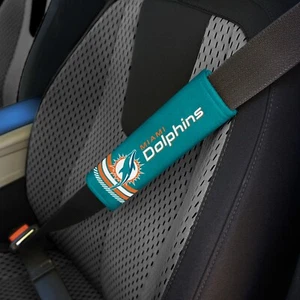 Miami Dolphins Set of 2 Rally Design Premium Seat Belt Shoulder Pad Covers - Picture 1 of 2