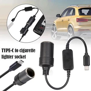 USB C Type-C to 12V Car Cigarette Lighter Socket Female Adapter Converter - Picture 1 of 9