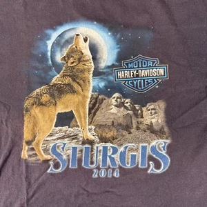 2010 Harley Davidson Gillette WY Deluxe Tee XL Sturgis 2014 Wolf Double Sided - Picture 1 of 9